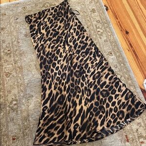 Leopard Print Slip bohemian flowy curvy Skirt - Brown/Black
